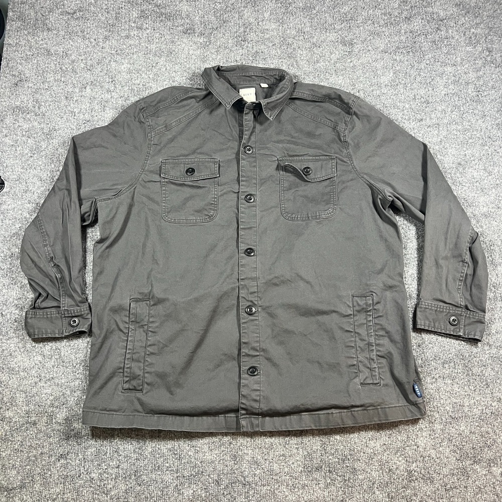 Rowm Utility‎ Shacket Men 2XB Olive Green Cotton Heavyweight Double Chest Pocket